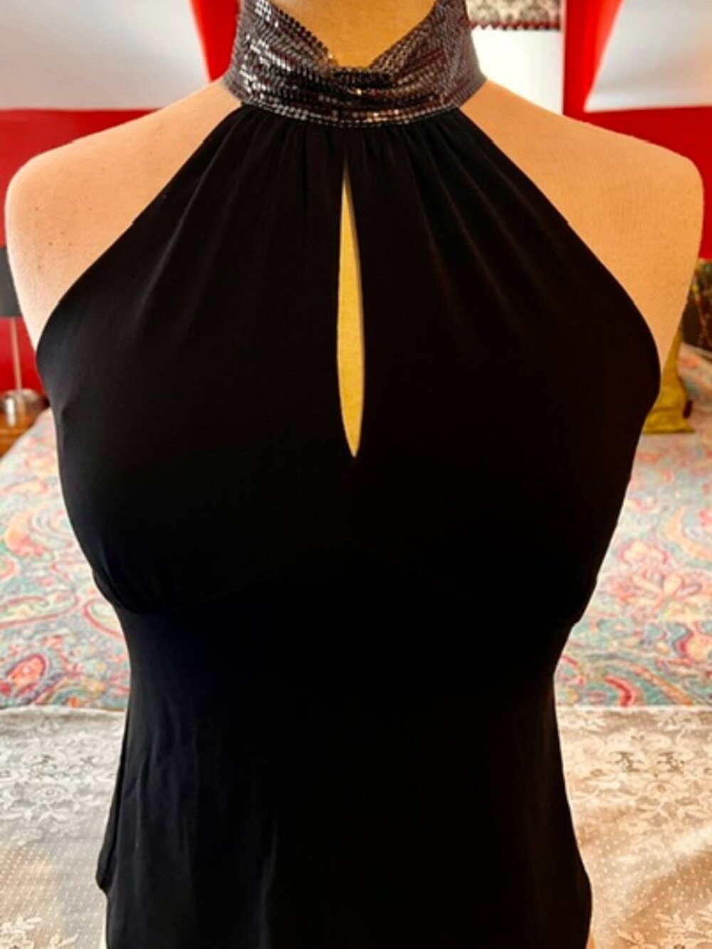 Express Black Halter Chain Neck Top Size S